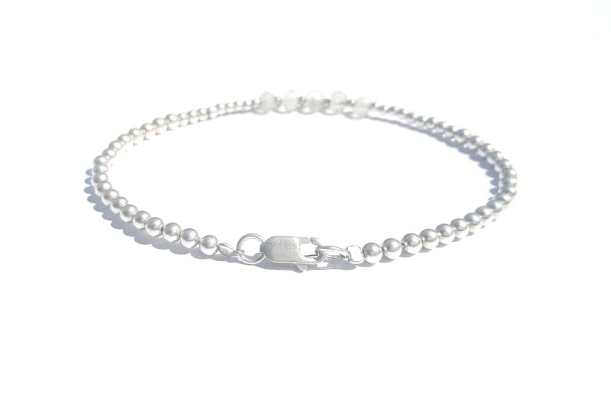 Natural Rainbow Moonstone Bead Bracelet, Adjustable